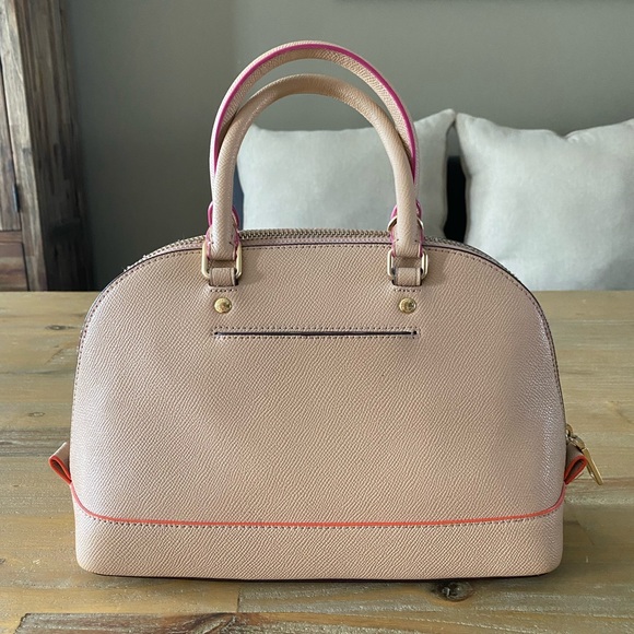 Coach Top Handle, Beige w/ Pink, Orange Detailing - Picture 2 of 10